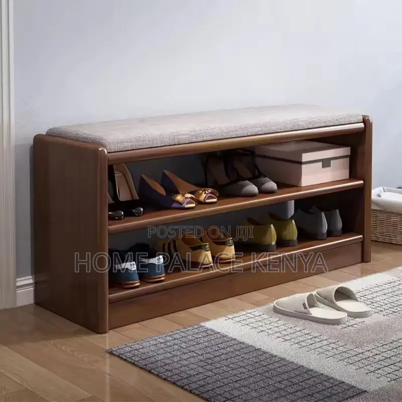 Shoe Storage; Modern Entryway Shoe Rack With Padded Cushion Seat