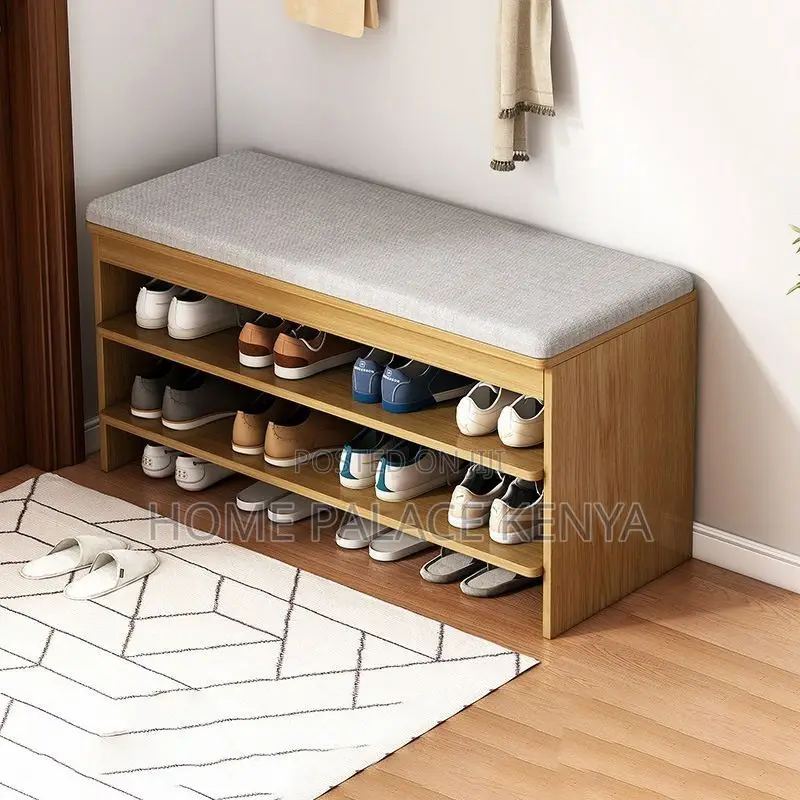 Shoe Storage; Modern Entryway Shoe Rack With Padded Cushion Seat