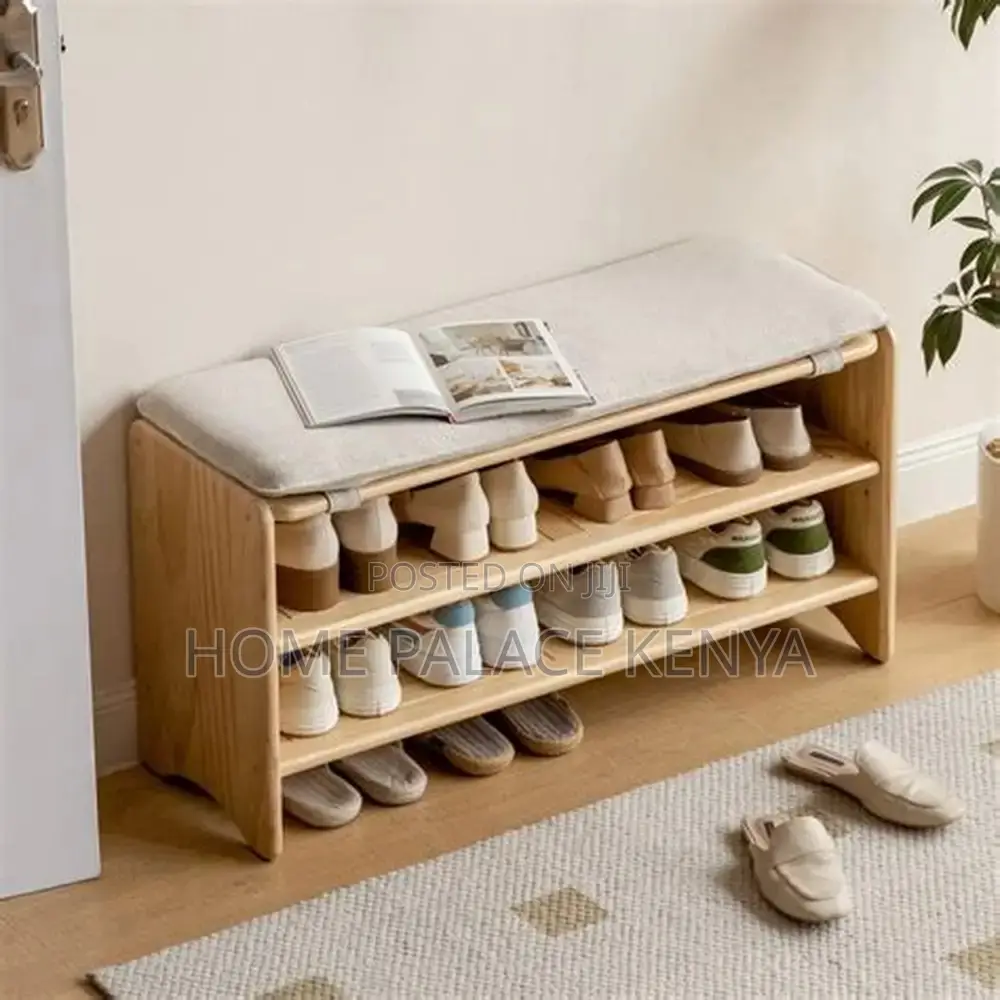 Shoe Storage; Modern Entryway Shoe Rack With Padded Cushion Seat