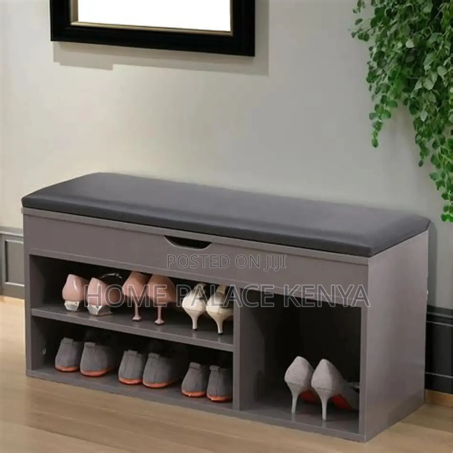 Shoe Storage; Modern Entryway Shoe Rack With Padded Cushion Seat