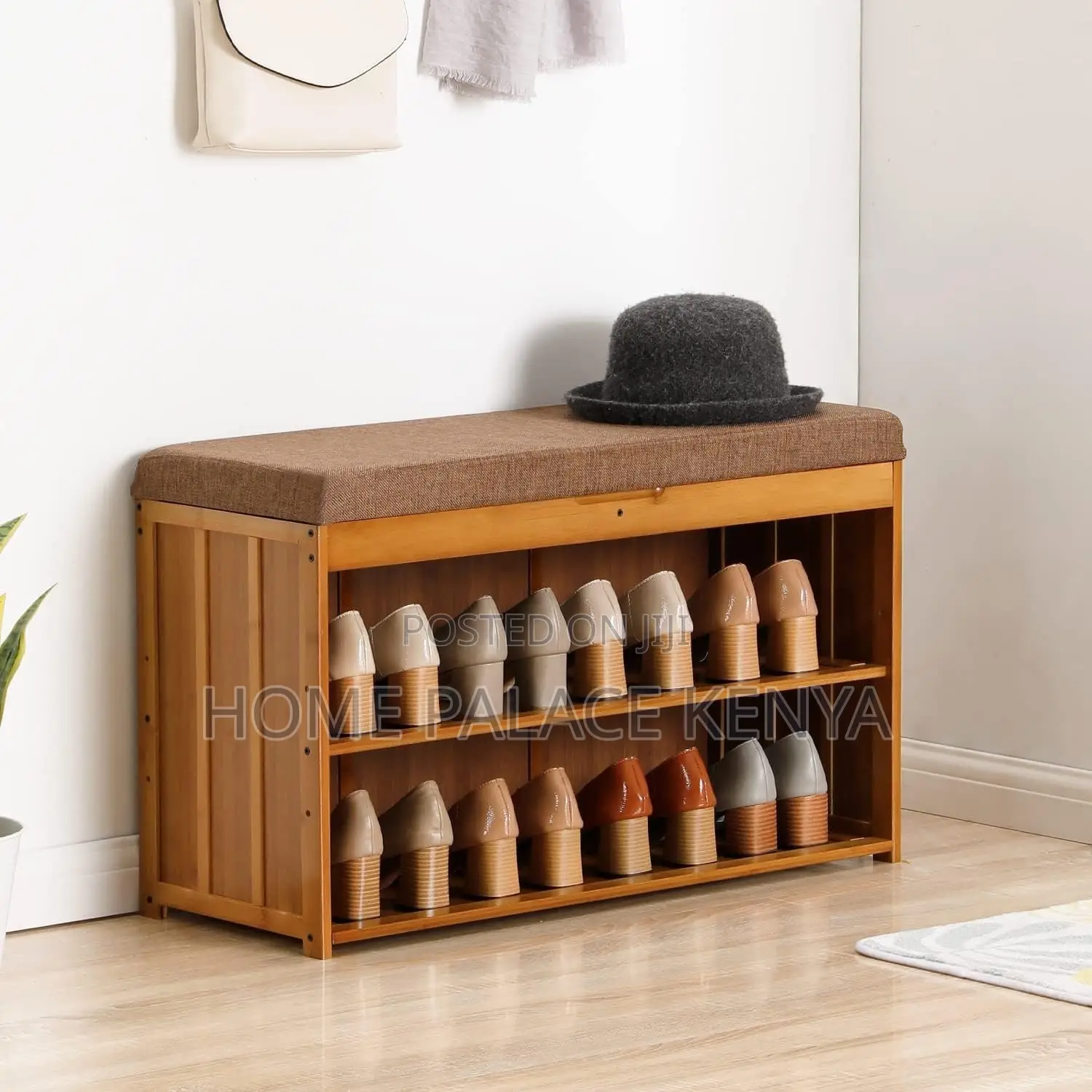 Shoe Storage; Modern Entryway Shoe Rack With Padded Cushion Seat