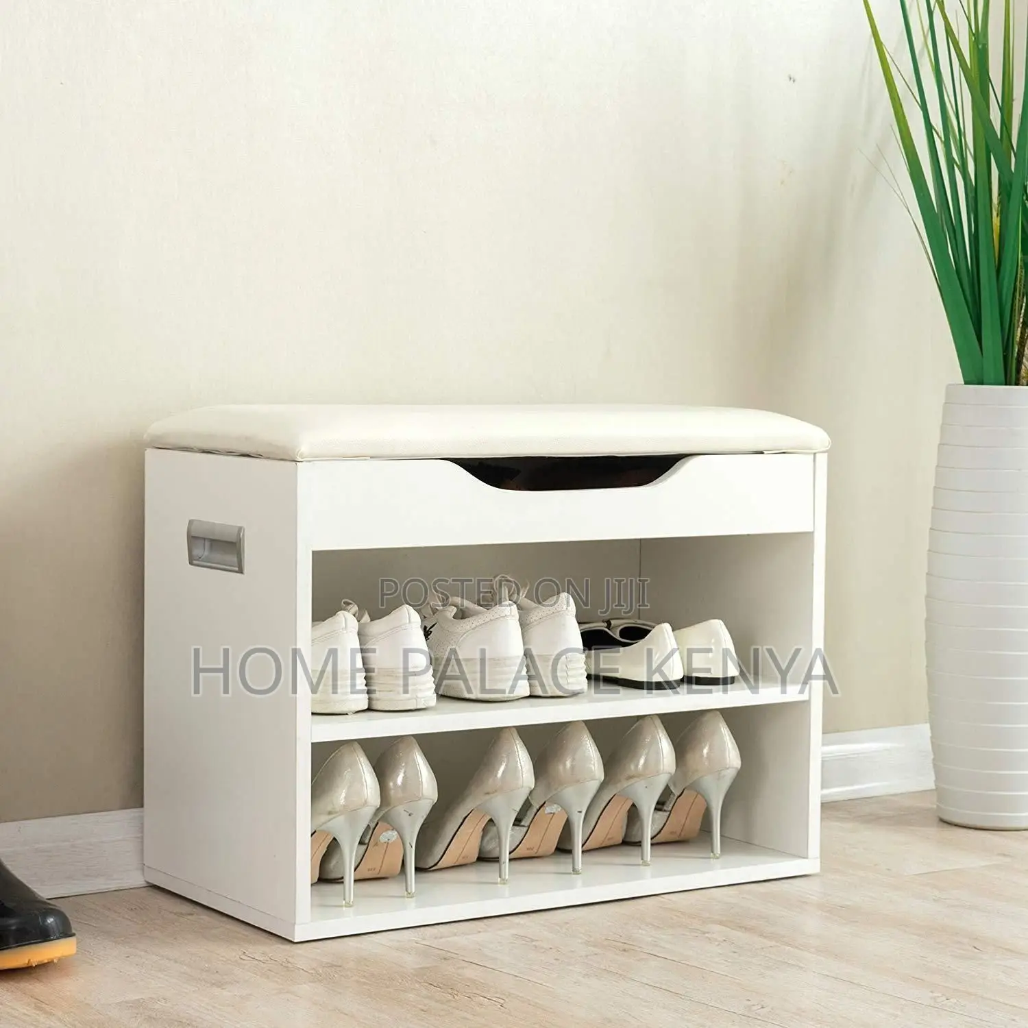 Shoe Storage; Modern Entryway Shoe Rack With Padded Cushion Seat