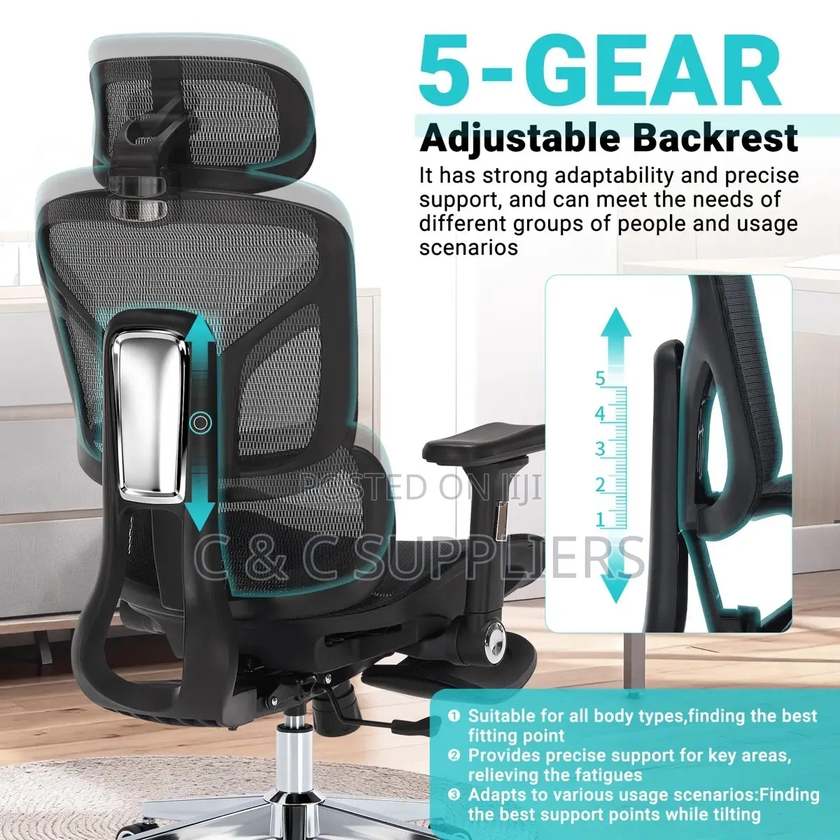 Full Mesh Home Desk Chair With Footrest