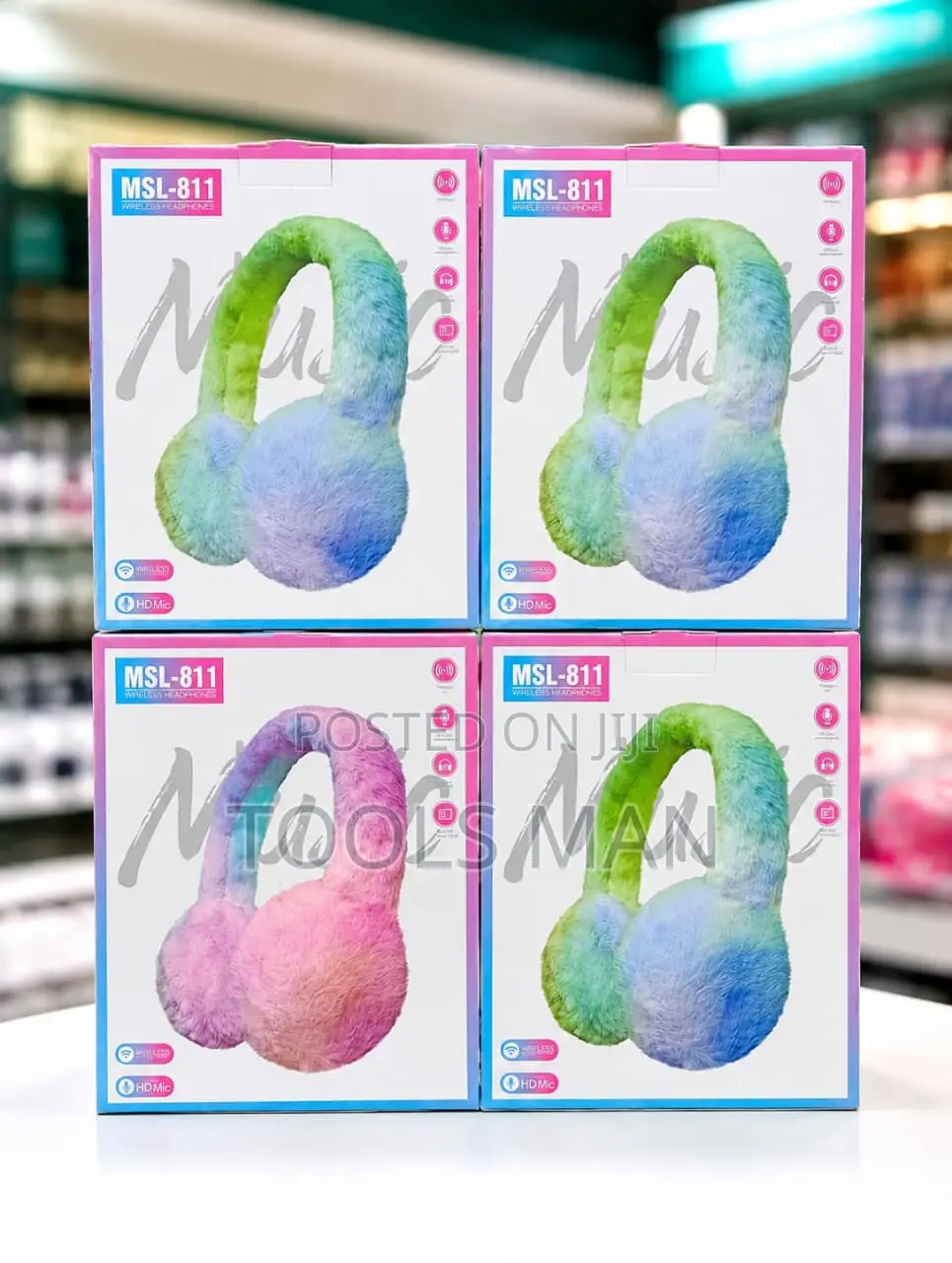 Wireless Headphones Fluffy Fuzzy Cute Tie-Dye Stereo Headset.MSL-811