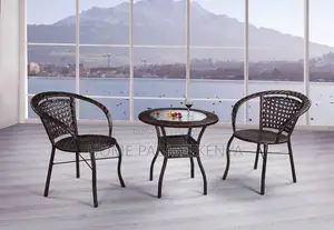 Rattan Set; 2-Person Outdoor Rattan Seating Set With Glass Table