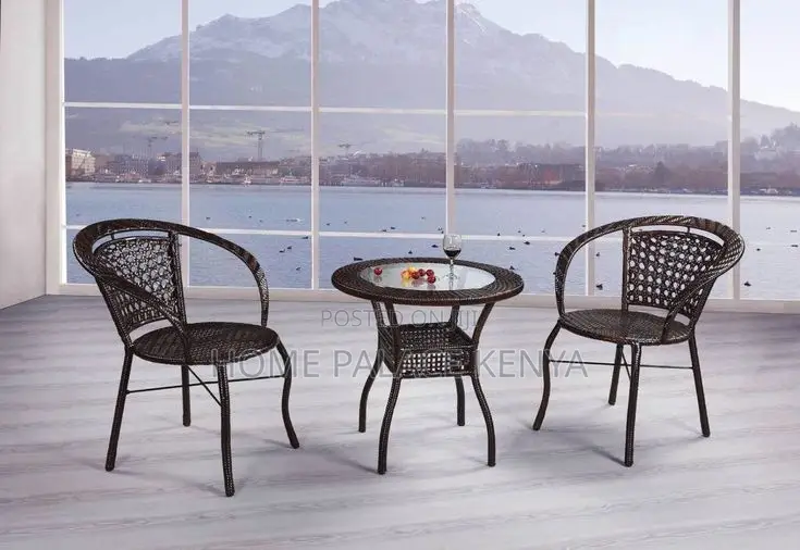 Rattan Set; 2-Person Outdoor Rattan Seating Set With Glass Table