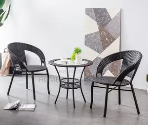 Rattan Set; 2-Person Outdoor Rattan Seating Set With Glass Table