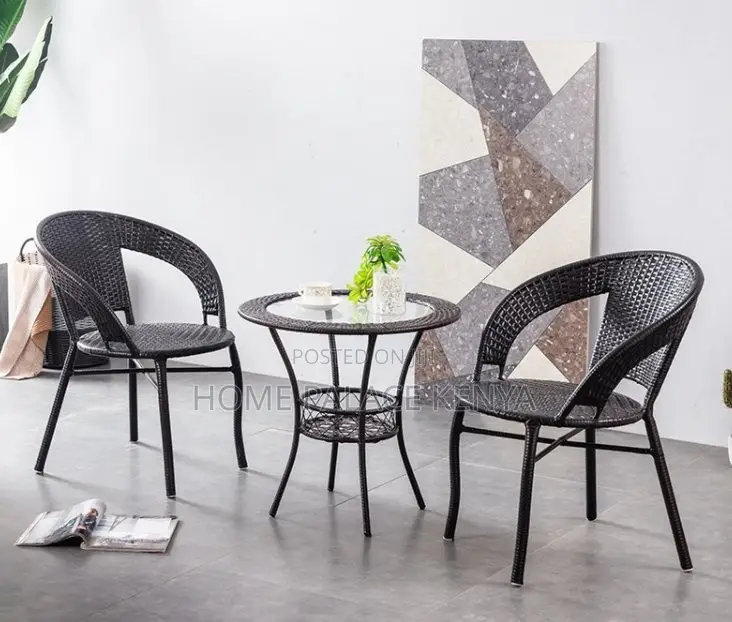 Rattan Set; 2-Person Outdoor Rattan Seating Set With Glass Table