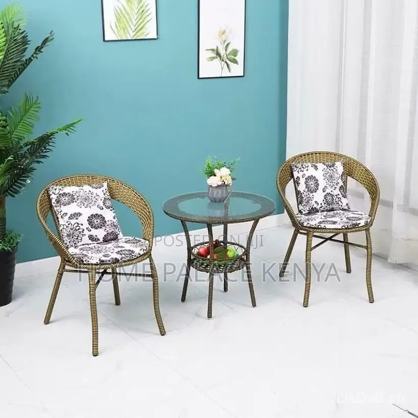 Rattan Set; 2-Person Outdoor Rattan Seating Set With Glass Table