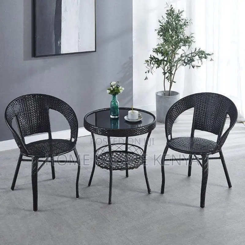 Rattan Set; 2-Person Outdoor Rattan Seating Set With Glass Table