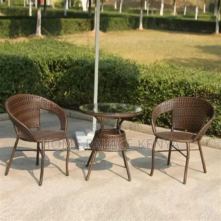 Rattan Set; 2-Person Outdoor Rattan Seating Set With Glass Table