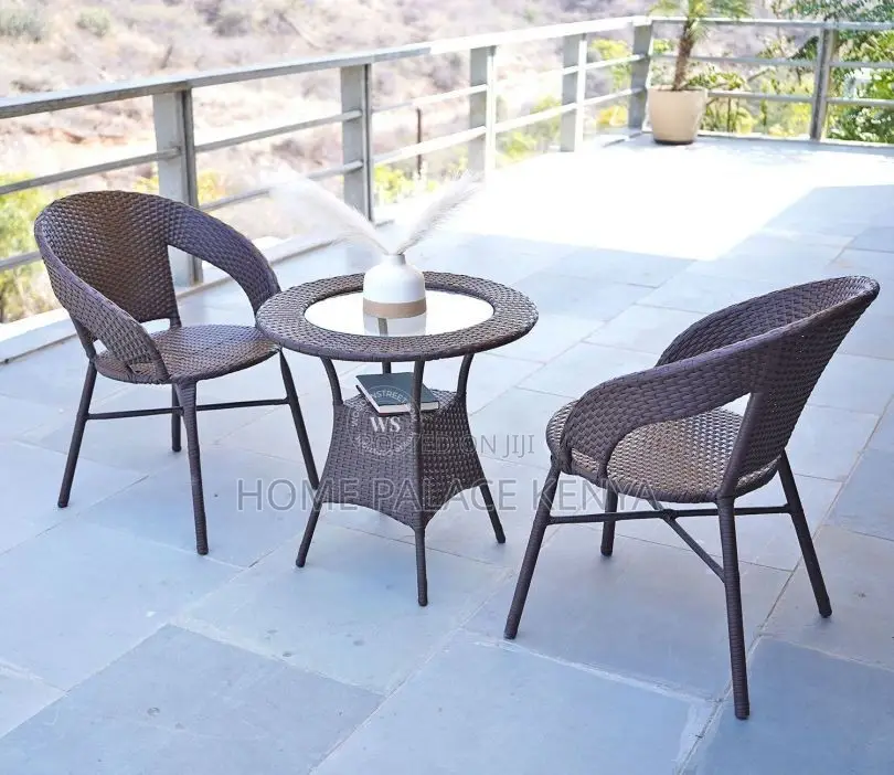 Rattan Set; 2-Person Outdoor Rattan Seating Set With Glass Table