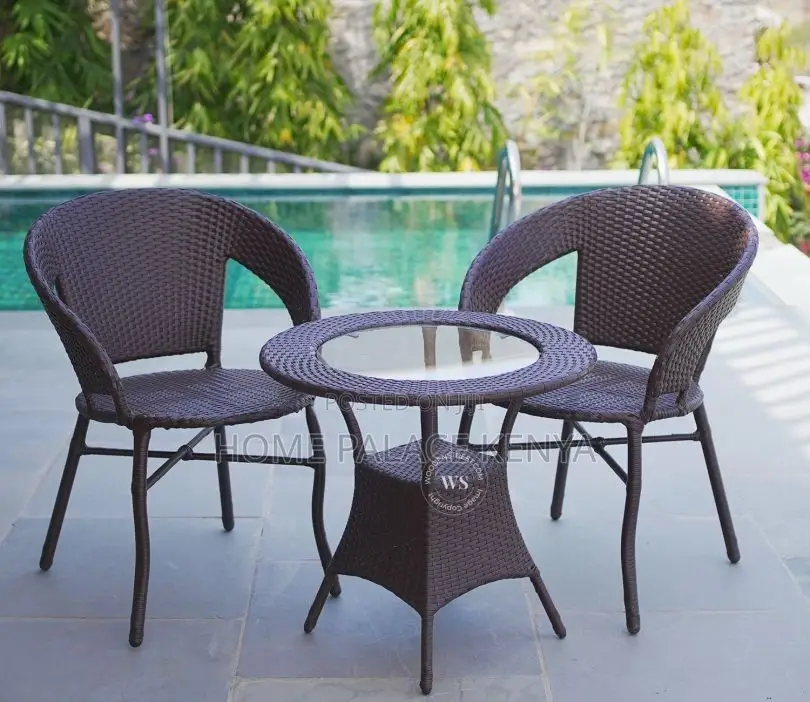 Rattan Set; 2-Person Outdoor Rattan Seating Set With Glass Table