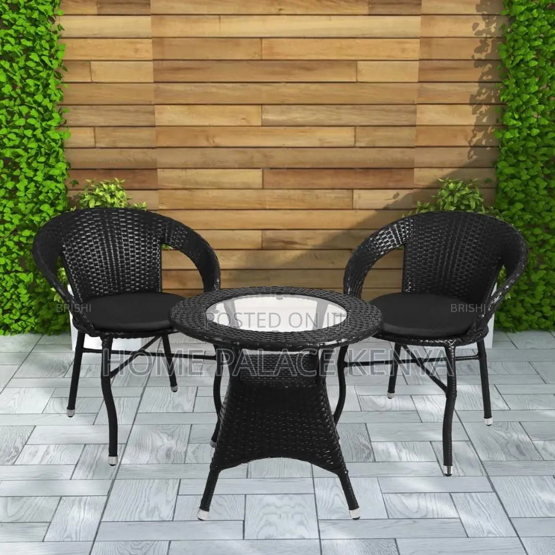 Rattan Set; 2-Person Outdoor Rattan Seating Set With Glass Table