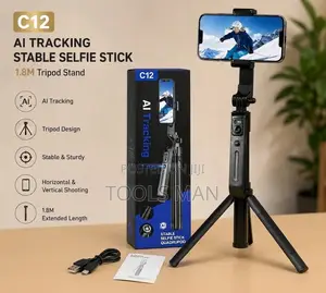 C12 AI Tracking Selfie Stick Tripod 1.8M Smart Face Follow Stand