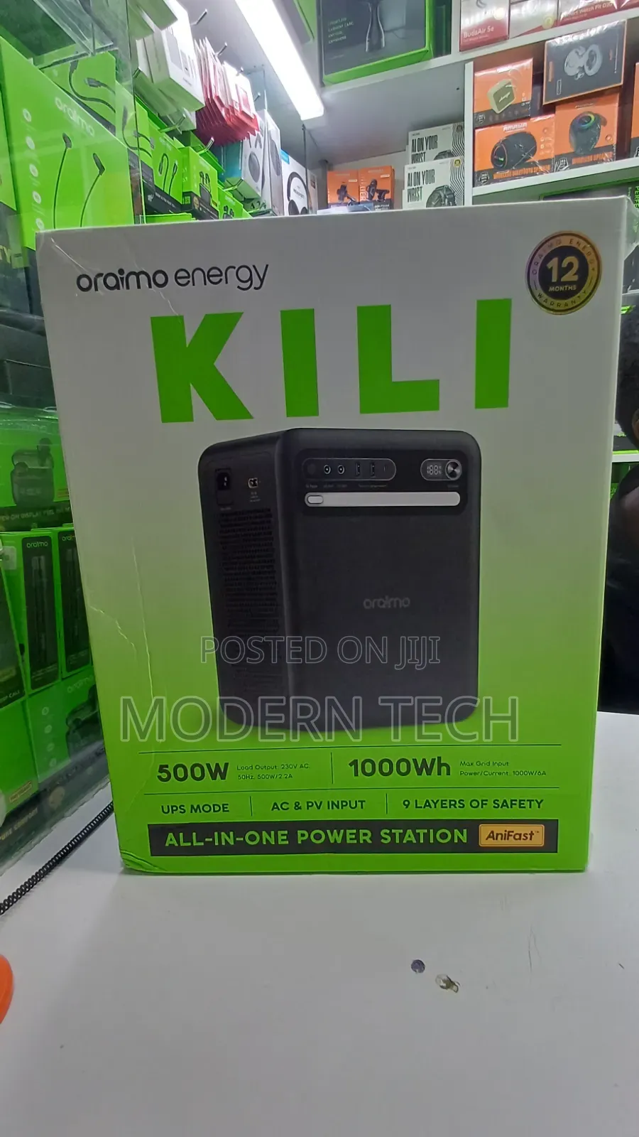 Oraimo 1000Wh Backup Power Station 500W for Home Outdoor Use