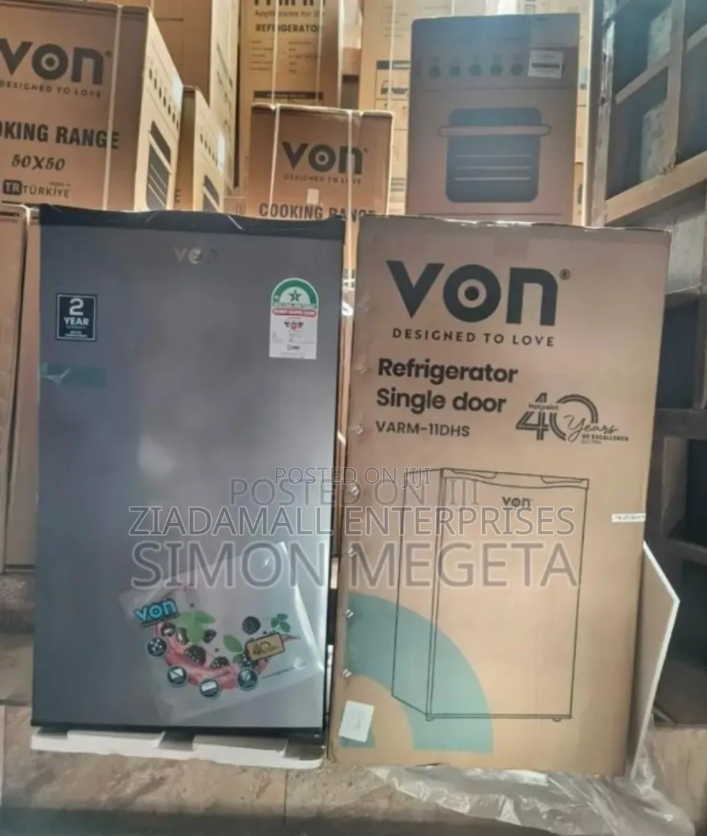 Von Refrigerator Capacity 90Litres Brand New. 1year Warrants
