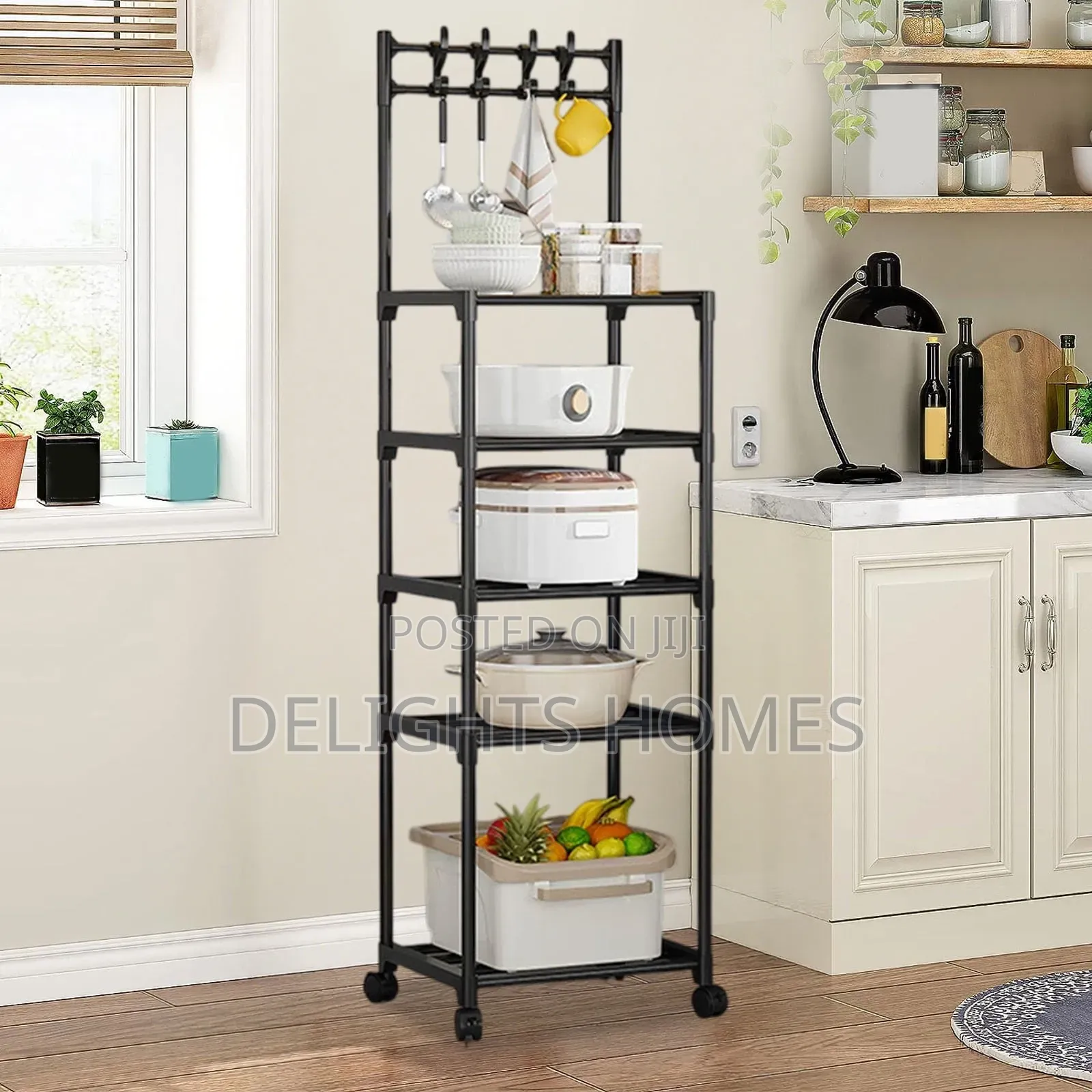 Detachable 5 Layer Metallic Kitchen Bowl Rack With-Pa