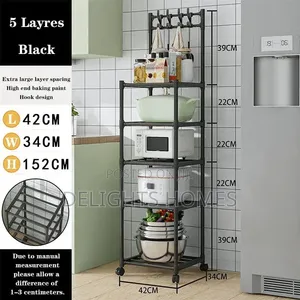 Detachable 5 Layer Metallic Kitchen Bowl Rack With-Pa