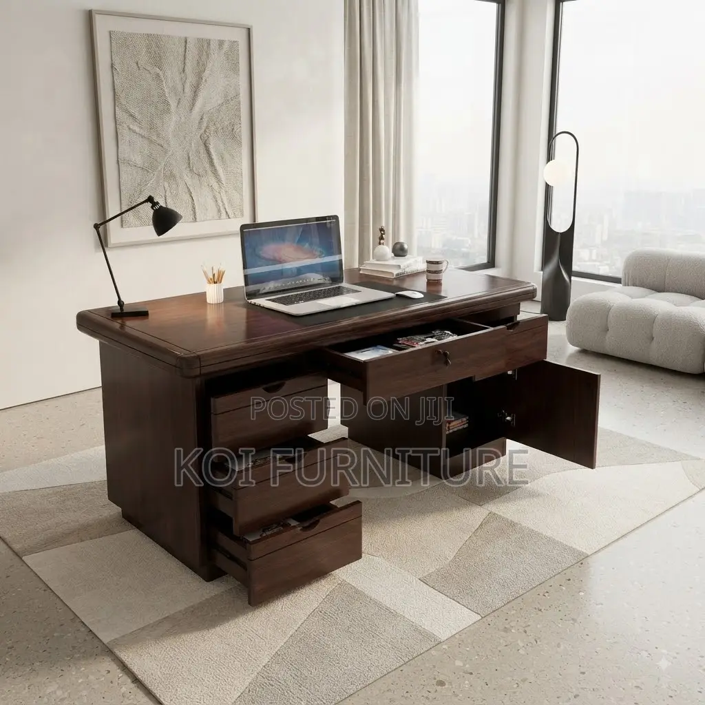 Office Desk; 1.2 Meter Executive Polished Mahogany Desk