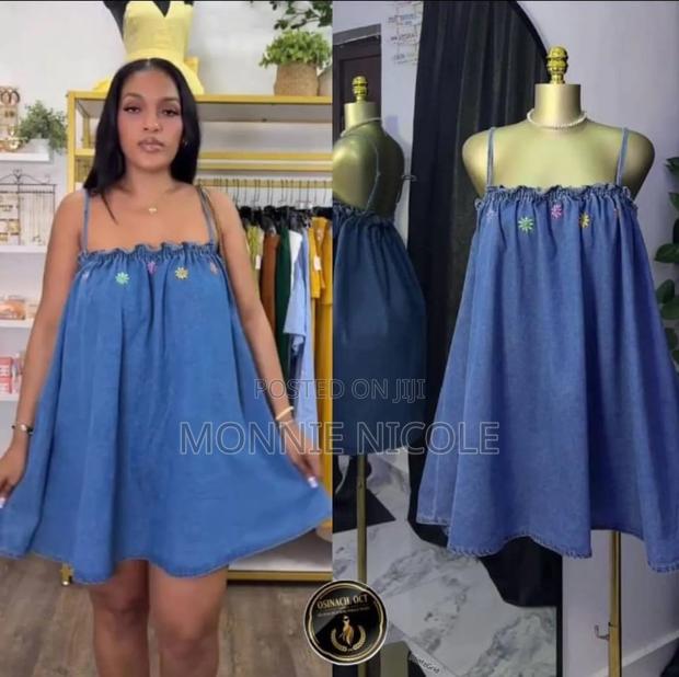 Classy Indigo Blue Chic Denim Dress - thumbnail 2