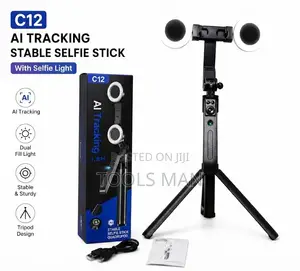 C12 AI Tracking Selfie Stick Tripod 1.8M With Dual Fill Light Remote