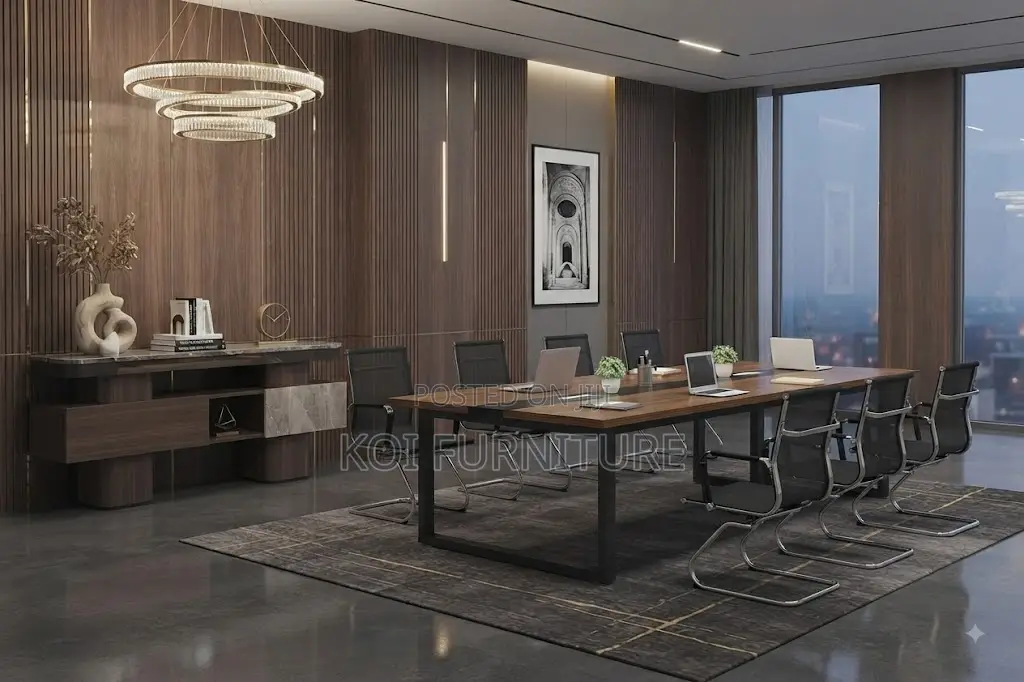 Boardroom Table; 240cm Brown Long Seating Conference Boardroom Table