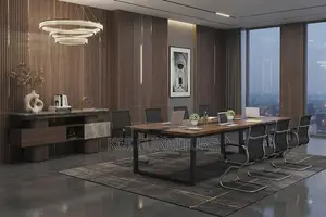 Boardroom Table; 240cm Brown Long Seating Conference Boardroom Table