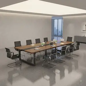 Boardroom Table; 240cm Brown Long Seating Conference Boardroom Table