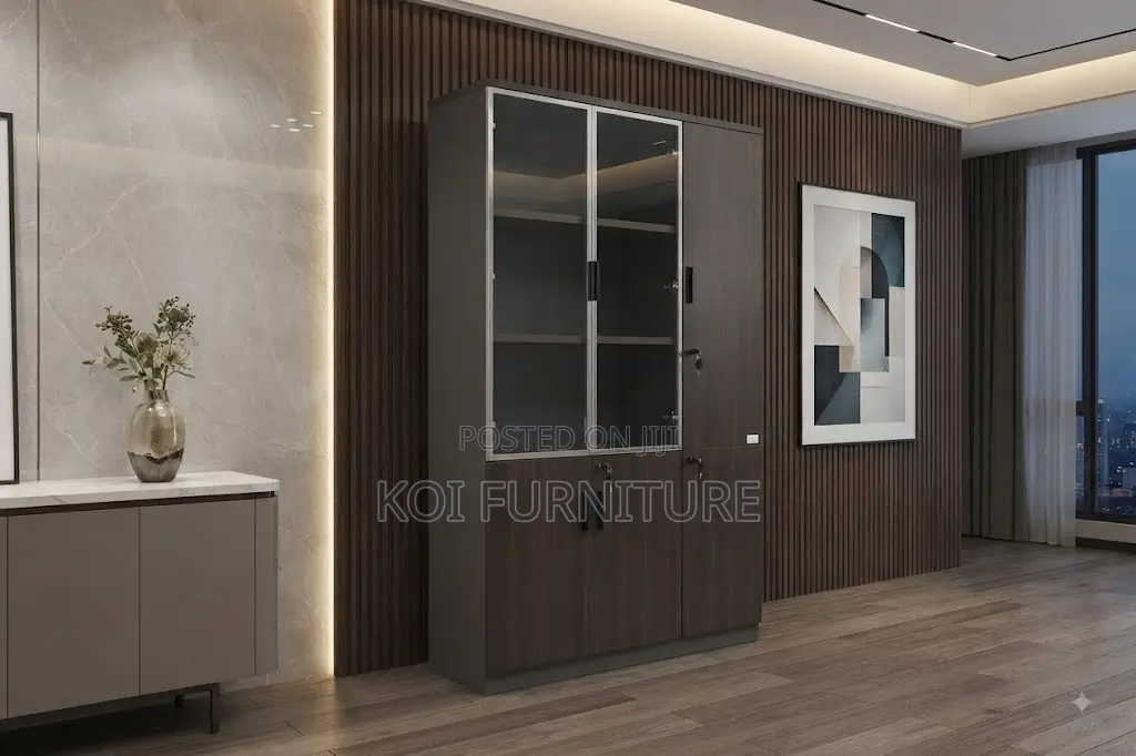Office Cabinet; Three Doors Wooden Document Storage Office Cabinet