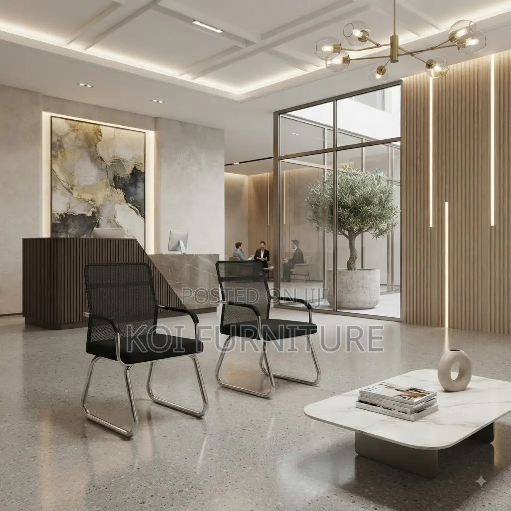 Office Chairs; Mesh Backrest Visitors Office Chair With Metal Legs