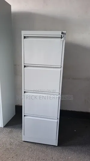 This Grey 4-Drawer Metal Office Filing Cabinet , Locking Mechanism.