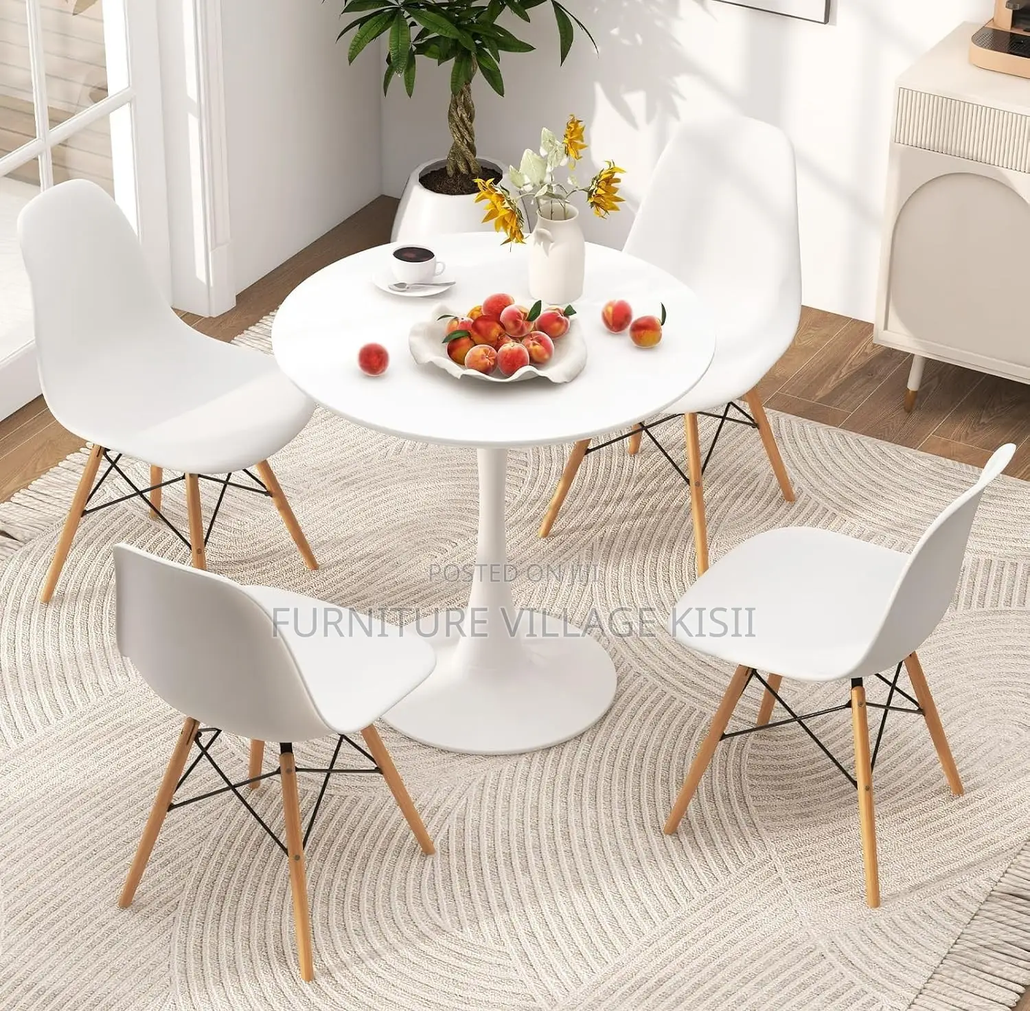 Home Furniture:4-Seater Marble Dining Set