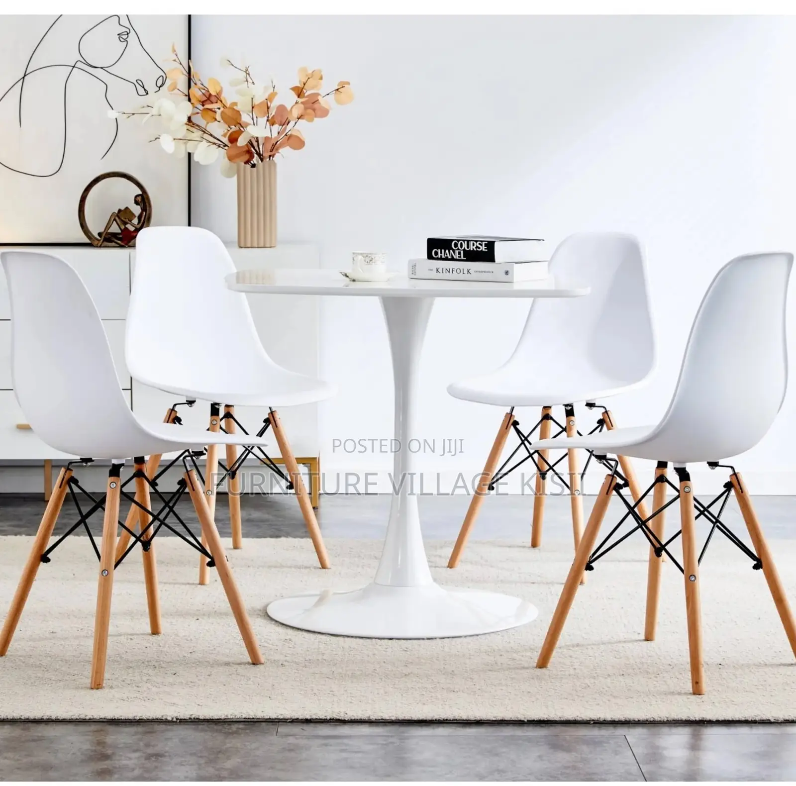 Home Furniture:4-Seater Marble Dining Set