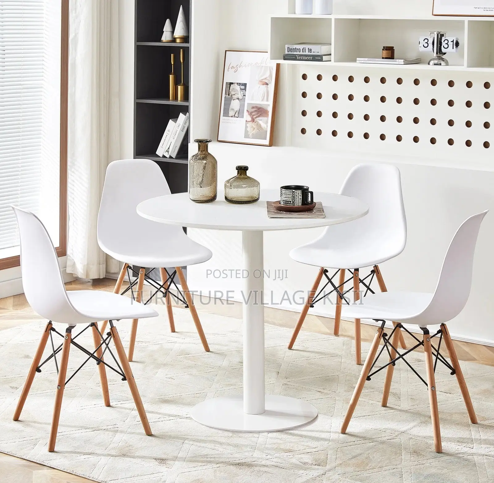 Home Furniture:4-Seater Marble Dining Set