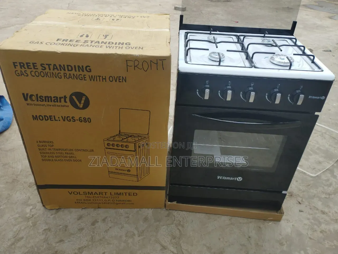 Colour Black -Volsmart 60*60 Full Gas Standing Cooker