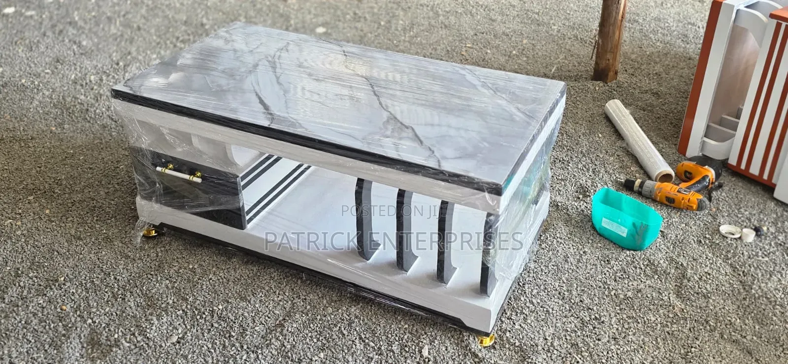 This Is Modern Gray Top Angle White Coffee Table