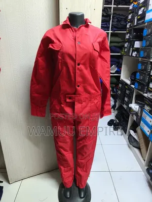 Red Button-Up Industrial Work Coverall