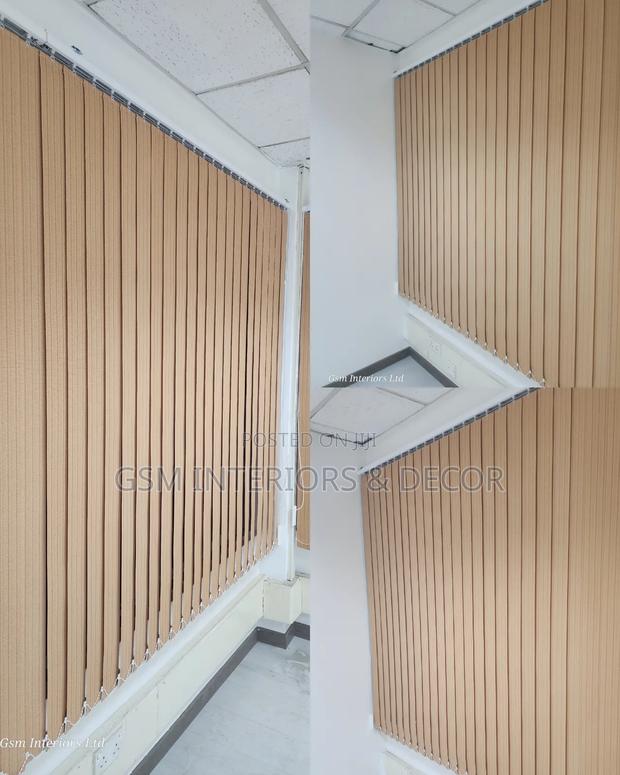 Wall to Wall Office Blinds in Blue-Bege - main view
