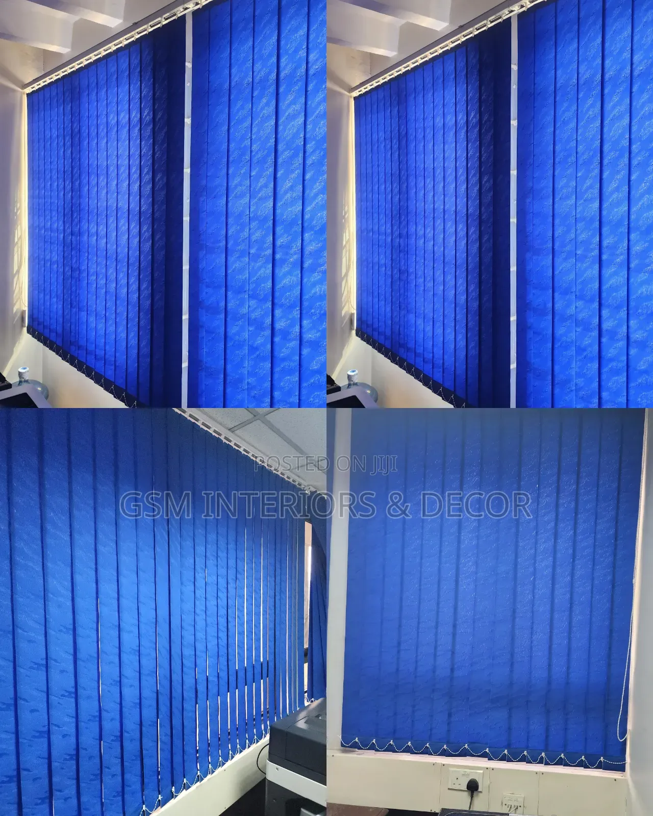 Wall to Wall Office Blinds in Blue-Bege
