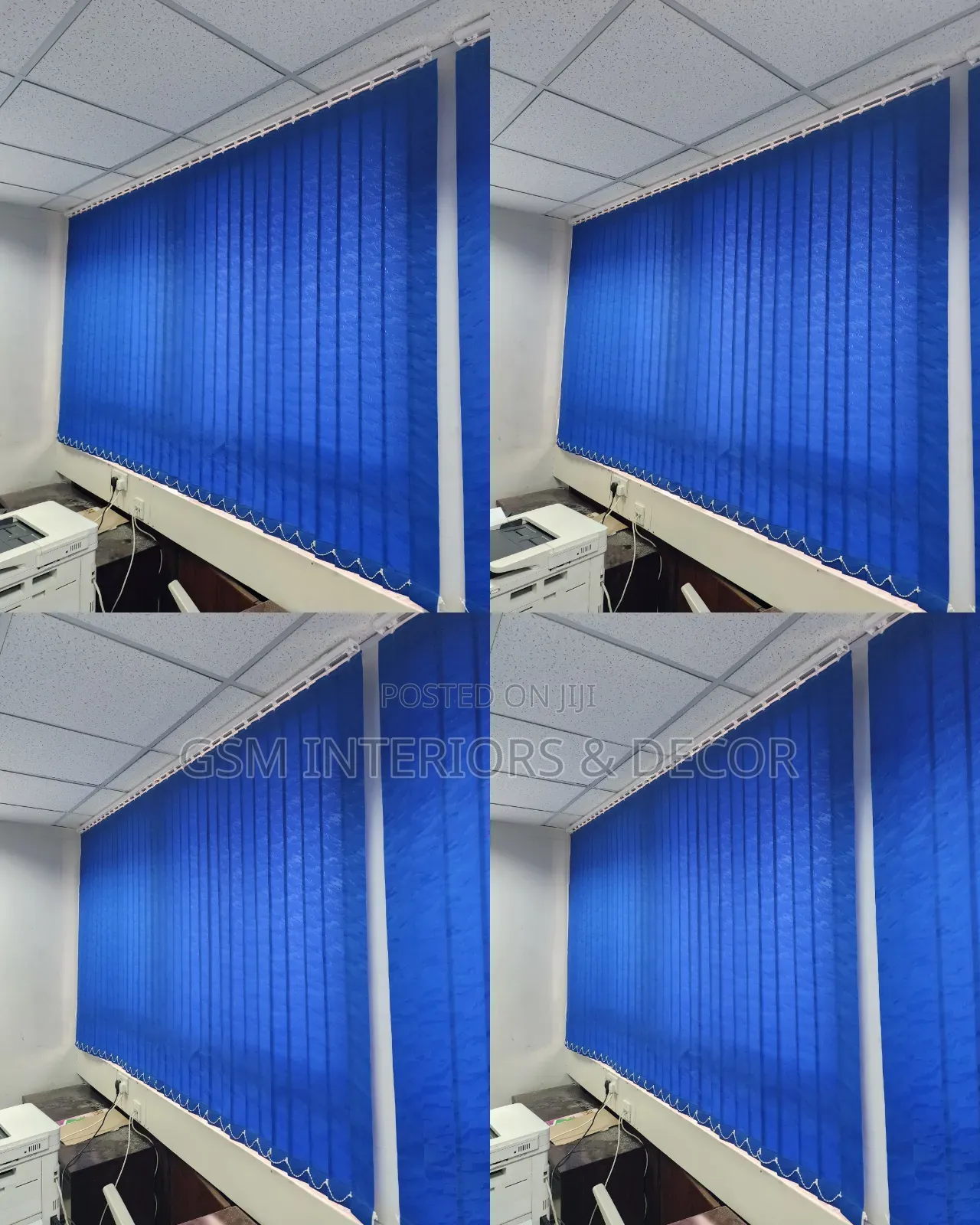 Vertical Office Blinds in Light Filtering Fabric Blue