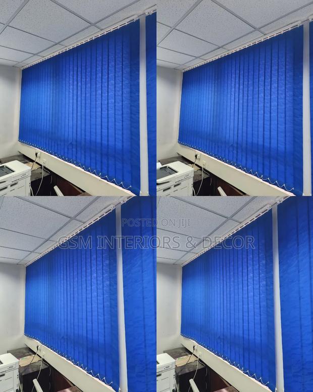 Vertical Office Blinds in Light Filtering Fabric Blue