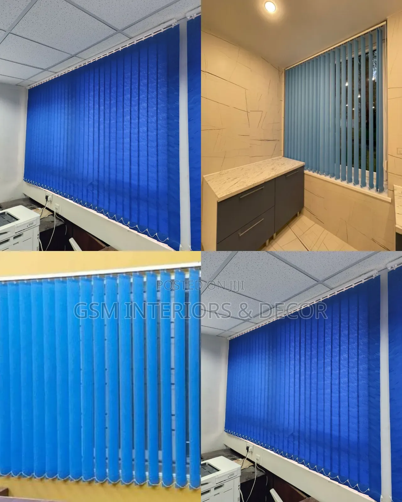 Vertical Office Blinds in Light Filtering Fabric Blue