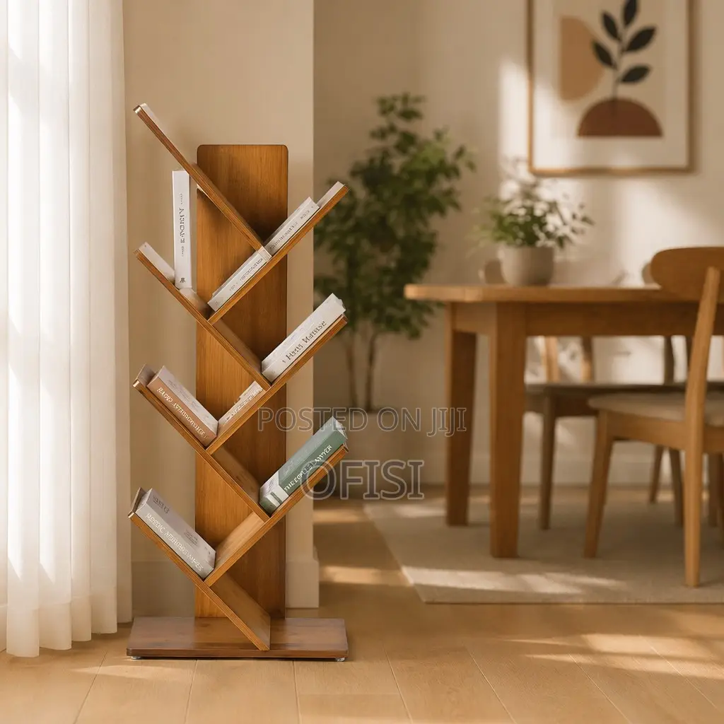 Bookshelf; Tree Style Wooden Book Rack