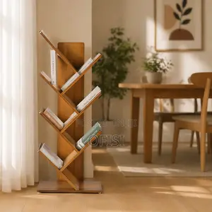 Bookshelf; Tree Style Wooden Book Rack