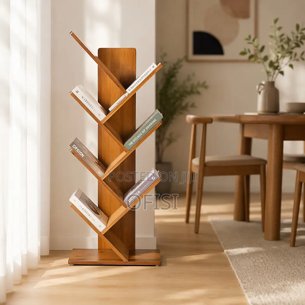 Bookshelf; Tree Style Wooden Book Rack