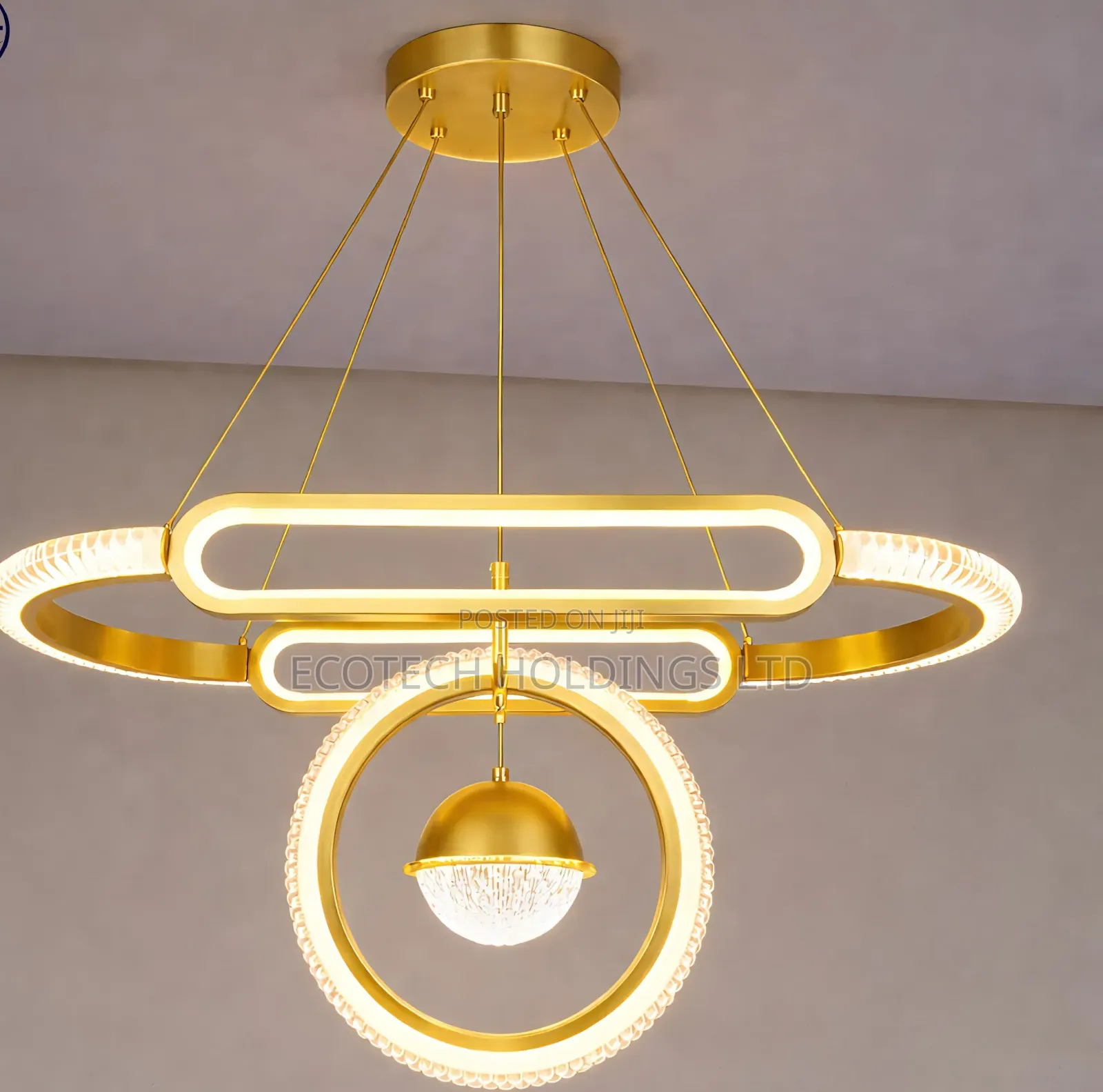 Modern Gold Led Ring Chandelier.