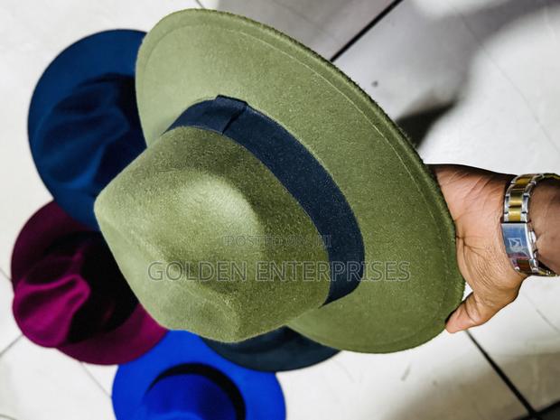 Classic Jungle Green Wide Brim Fedora Hat - thumbnail 2