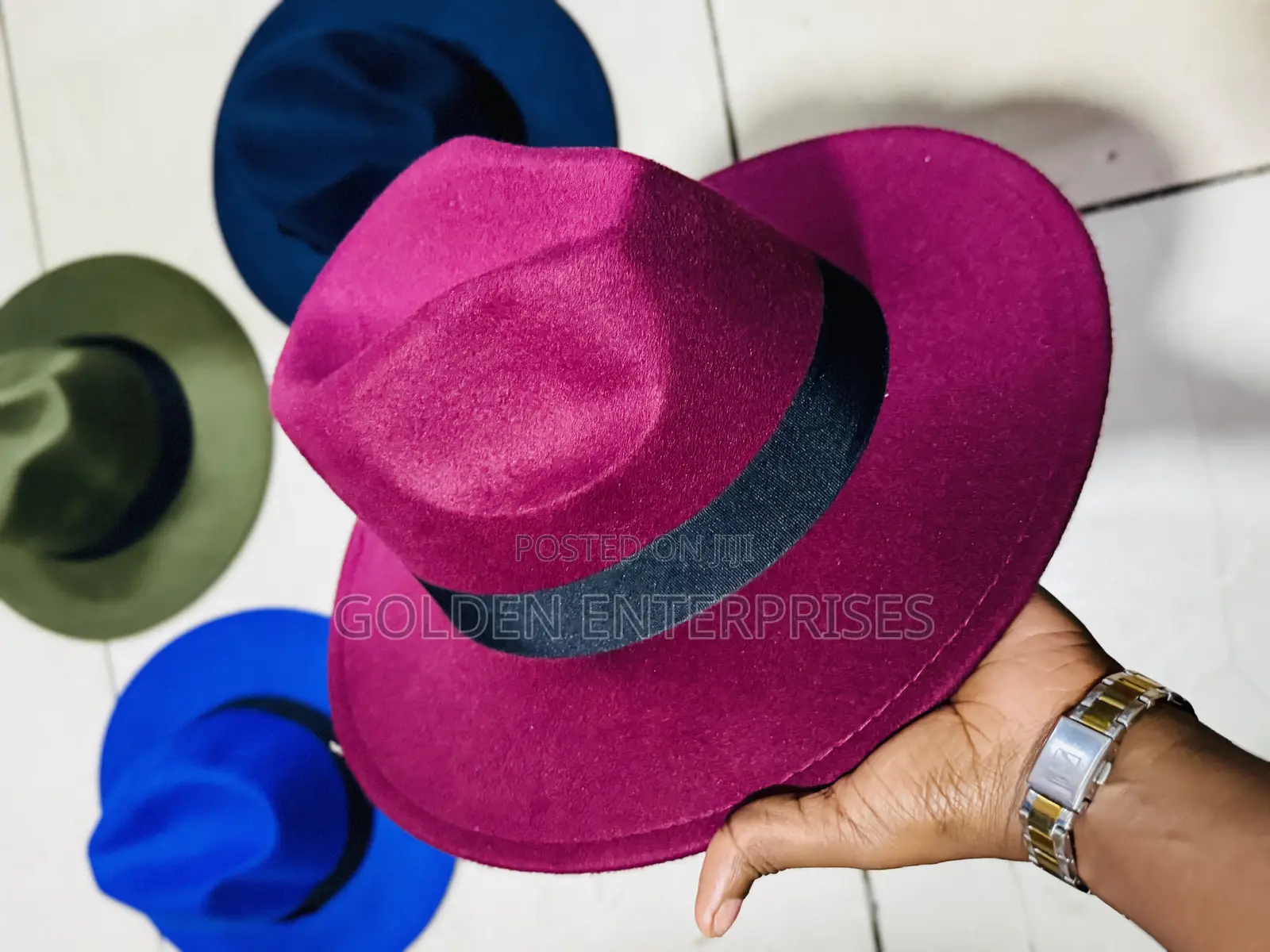 Classic Maroon Wide Brim Fedora Hat