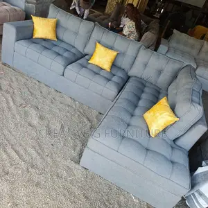 6-Seater Grey L-Shaped Sofa